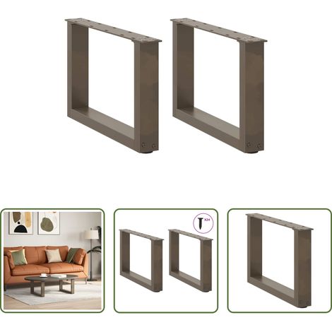 vidaXL Patas para mesa de centro en forma de U (2 unidades, acero natural, 50 x 30-31 cm) (1/5)