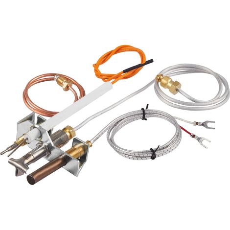Ensemble veilleuse à gaz, OE 4021-732, 25660 Ensemble veilleuse à gaz pour foyer, remplacement du système d'allumage au gaz naturel avec tube veilleuse, thermocouple, thermopile, fils, compatible avec (1/5)