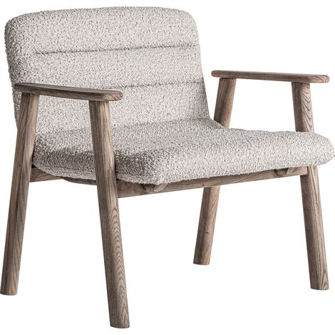 Chaise jacquard bois d'orme finition vieillie style contemporain - Brun clair effet vieilli (1/4)