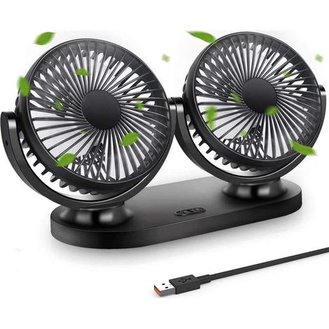 Ventilateur De Voiture USB Mini Fan Double Tête Rotation 360 ° (1/5)