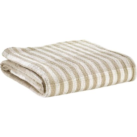 VIVARAISE - Plaid Vivaraise Calista en coton 100% - Motif Galet rayé - 180 x 137 cm (1/5)