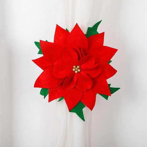 Rideau de noël avec boucle à nouer, Clip de rideau, fleur de noël mignonne, ornement de fenêtre, maison, salon, chambre à coucher, cadeau