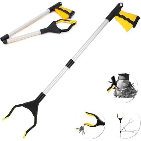 Outil De Préhension - Aluminium Léger 81 Cm - Tête Pivotante En Caoutchouc - Pour Extérieur Et Intérieur - Jaune (1/2)