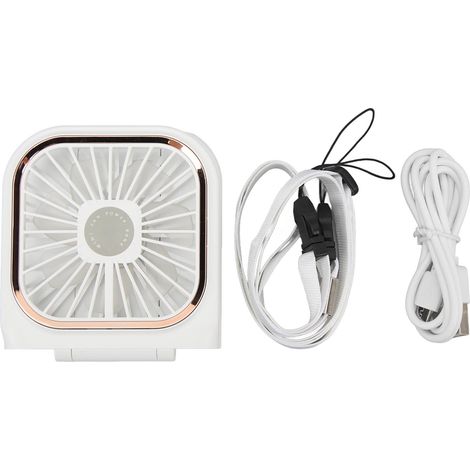Ventilateur de cou pliable portable avec support de batterie externe USB et mini ventilateur de bureau blanc-AquaForge