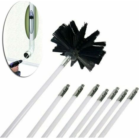 Tiges flexibles 8 pièces + 1 pc tête de brosse nettoyeur de cheminée balayage cheminées rotatives foyers de nettoyage de paroi intérieure nettoyeur de cheminées accès (1/5)