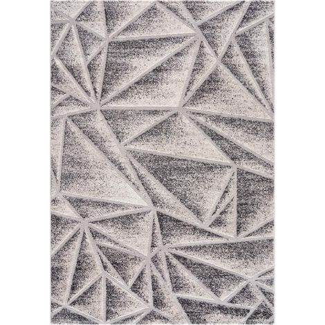 Tapis salon et chambre 160x220 gris rectangle tissé motif géométrique ORI