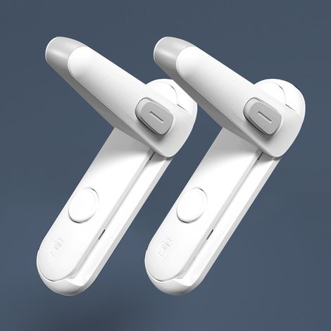 Türgriffsicherung für Kinder, Türgriffsicherung für Babys, einfach zu installieren und zu verwenden, selbstklebend, kein Werkzeug oder Bohren erforderlich (grau, 2er-Pack)