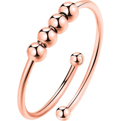 Bague anti-anxiété rotative à billes en acier inoxydable, anneau de décompression pour femme, anneau ouvert anti-anxiété (1/4)