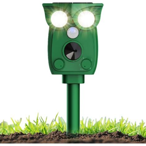 Ultraschall Katzenvertreiber, Solar Tiervertreiber 4 Modi Ultraschall Abwehrmittel Marderabwehr mit Bewegungsmelder und LED-Blitz für Katzen, Hunde, Mäuse und Vögel (1/5)