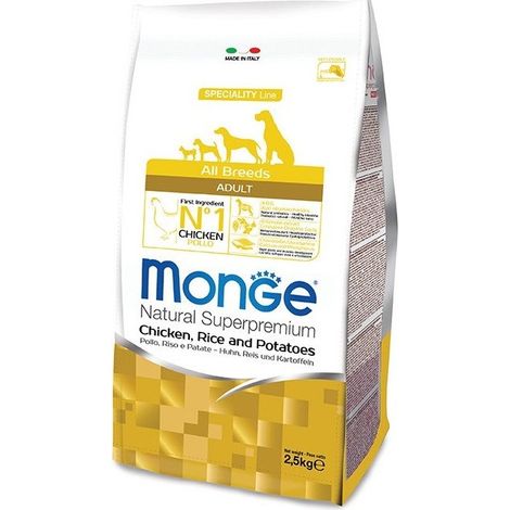 Monge Cane All Breeds Crocchette Pollo Riso Patate Kg.2,5