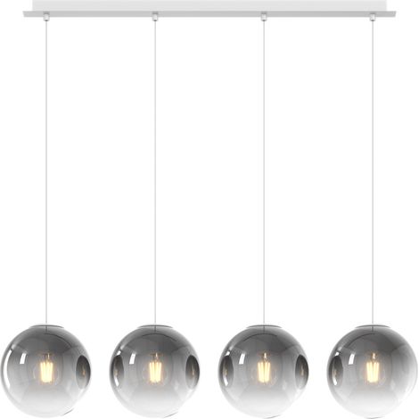 Lampadario Moderno Big Eclipse Metallo Bianco Vetro Fumè 4 Luci E27