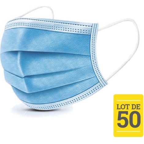 Lot de 50 Masques Chirurgicaux Jetables 3 plis Type II Norme CE
