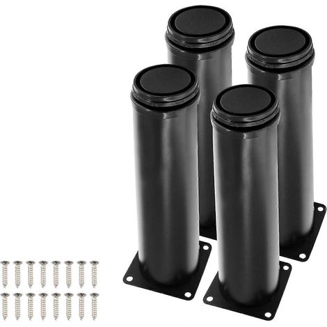 Ensemble de 4 pieds de meuble réglables, pieds réglables en acier inoxydable de 120 mm, pieds de meubles, pieds de lit noirs, pieds de meubles de cuisine, pieds de canapé et d'armoire adaptés aux meub (1/5)
