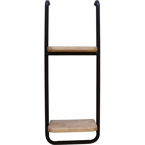Étagère murale en métal marron et bois avec 2 tablettes style campagne 30x15x80 cm - PANGIVO (1/3)