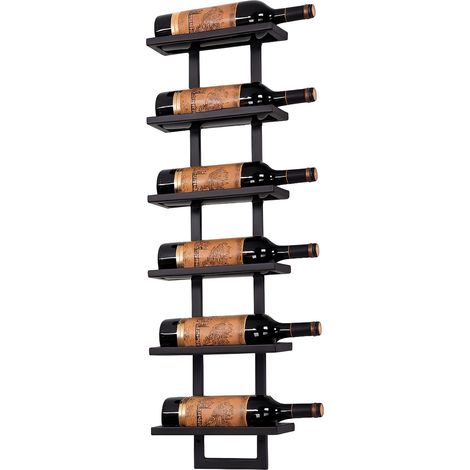 TOJ Living Casier à vin mural 6 bouteilles – Porte-bouteilles – Style moderne & industriel – Acier inoxydable – noir mat (1/4)
