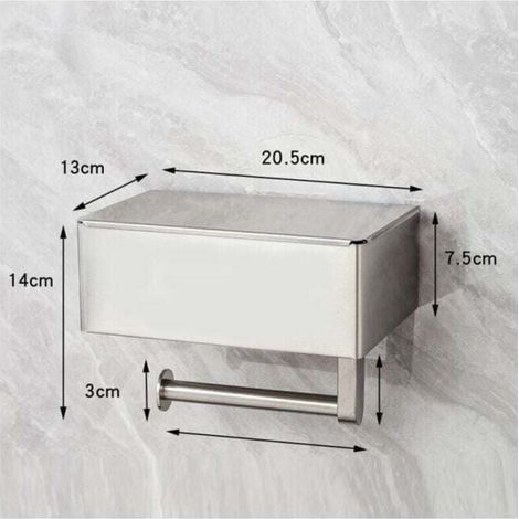 Toilettenpapierhalter mit integriertem Feuchttuchspender aus Edelstahl – Bohren nicht erforderlich, XU – Mit Ablage – Wandmontage – Für Toilettenpapier – Für Badezimmer – Gebürstete Oberfläche – KZQ (1/4)