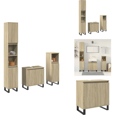 Ensemble de meubles de salle de bain 3 pcs chêne sonoma - Ensemble De Meubles De Salle De Bain - Ensembles De Meubles De Salle De Bain - Armoire De Salle De Bain - Armoire De Rangement De Salle De Bai (1/5)