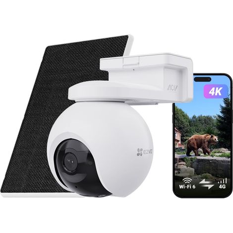 4G LTE 4K Wireless WiFi Surveillance Camera with Solar Panel, 4G/Wi-FI Basc.Auto, AOV Mode, Detection 20+ Animal Shapes, Human/Vehicle, 360° PTZ, 8MP Kit (1/5)
