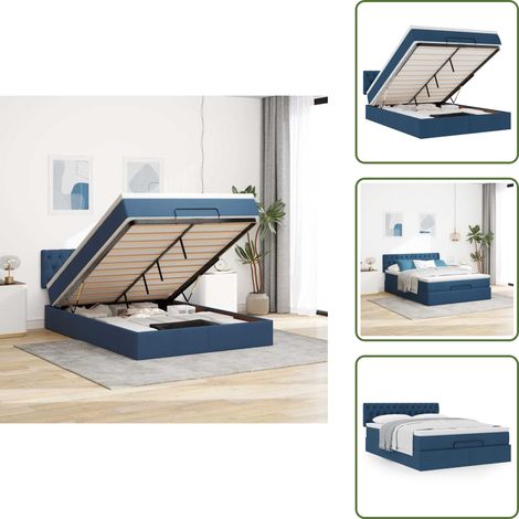 Cama hidráulica - vidaXL Estructura de cama otomana colchón tela azul pardo 140x200cm - Estructura de cama