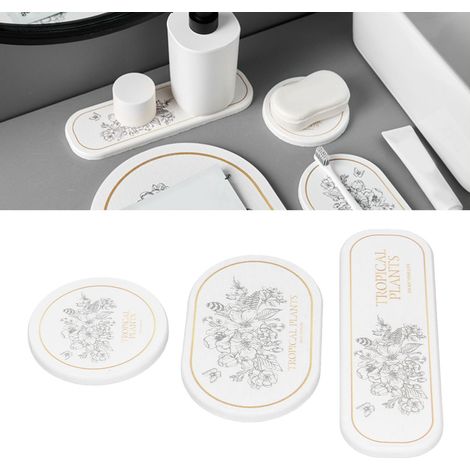 Gant de toilette absorbant en terre de diatomées naturelle, dessous de verre en terre de diatomées, tapis de lavabo en terre de diatomées, set de table anti-brûlure et isolant thermique (1/5)