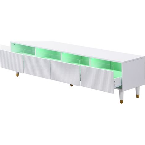 ELVMI TV-Schrank mit 4 Schubladen und Kabeldurchführung für Wohnzimmer aus MDF 178×35×45 cm Weiß (1/5)