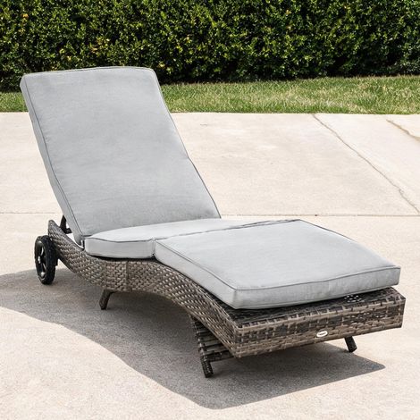Mobilier de jardin en rotin coloris gris 525,8 x 177,8 x 177,8 cm (1/5)