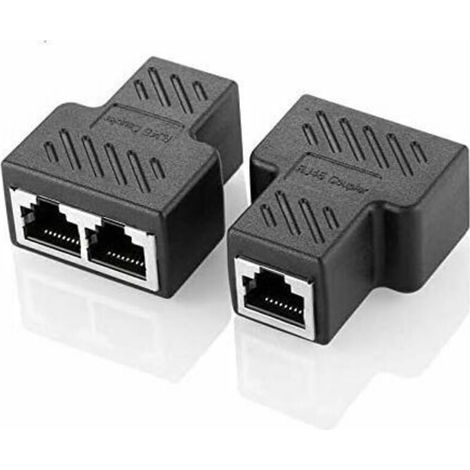RJ45-Splitter-Adapter 1 auf 2 Ethernet-Splitter-Koppler mit Doppelstecker-Hub-Schnittstelle, modularer Kontaktstecker, kompatibel mit Netzwerk-LAN- und Internetkabeln der Kategorien Cat5, Cat5e, Cat6 (1/5)