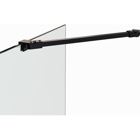 Moments of Glass Barra estabilizadora / barandilla para Paredes de Ducha e de Walk in de 6mm - 10mm Longitud: 48 cm Barra de estabilizadora de esquinas 24BM Negro
