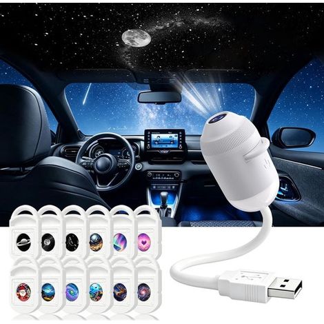 Projecteur d'étoiles – 12 motifs – USB – Galaxie – Veilleuse – Portable – Cadeau enfants et adultes – Plug-and-play (1/5)