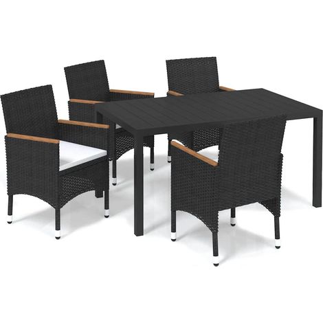Maison Exclusive - Set da Pranzo per Giardino 5 pz con Cuscini Polyrattan Nero (1/5)