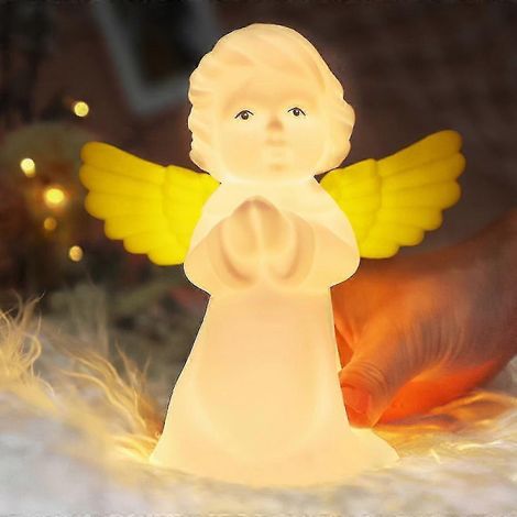 Nachtlicht mit betendem Engel, weiche Silikon-Schutzengel-Lampe für Kinderzimmer, Schlafzimmer, Kinderzimmer, Dekoration, tragbare USB-wiederaufladbare Squishy-Lampe (weiß) (1/5)
