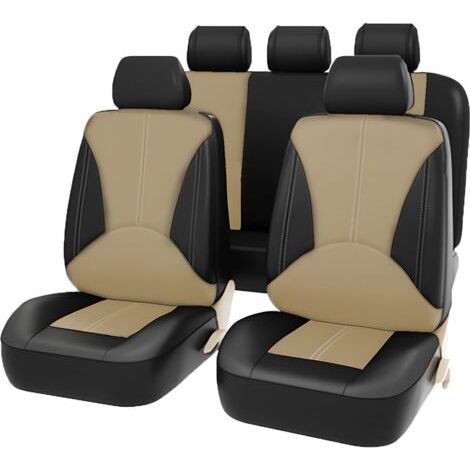 ALLIANDIS9 Pièces Housses de Siège Avant et Arrière, Ensemble complet de Voiture Imperméables Cuir, Housses De Siège De Voiture En Cuir Anti-Poussière Respirant Housses De Siège Ensemble Complet (1/5)