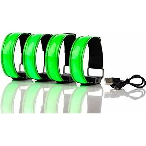 Fascia da braccio LED ricaricabile, fascia luminosa per jogging, corsa - luce di sicurezza, riflettore e lampeggiante per bambini - funzioni LED lampeggianti e statiche, ricaricabile da (1/5)
