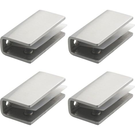 Pince Verre Inox, 4 Pièces Support Etagere Verre, Pince Garde Corps Verre, Support Miroir 8-12MM, Fixation Miroir Mural, pour Fenêtre de Main Courante Descalier de Balustrade (1/4)