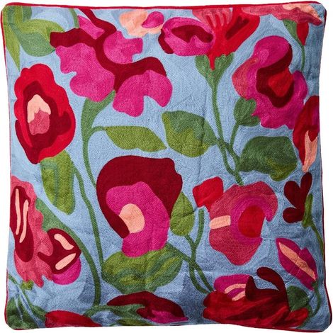 Besticktes Zierkissen mit rosa Blumen 50x50 cm Milu (1/2)