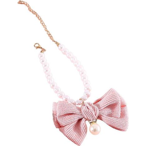 Conjunto de 4 piezas: collar de perlas para gato, collar delicado para perro y adorno de lazo. (1/5)