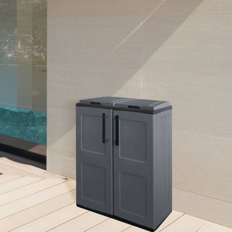 Dmora Armario de basura para exteriores o internos, 2 bolsas con 2 puertas, 100% Made in Italy, 68x37h84 cm, color gris, con embalaje reforzado (1/4)