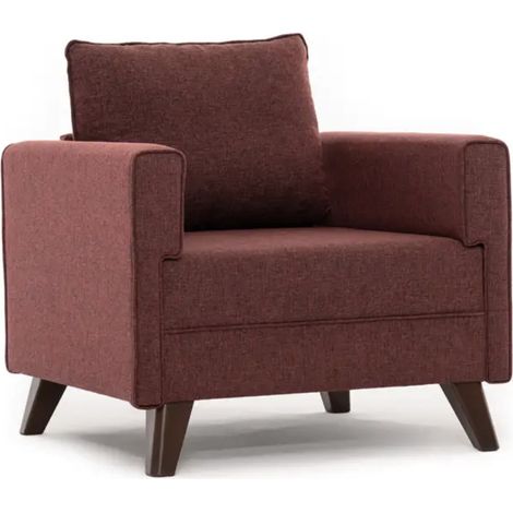 Fauteuil 1 place tissu bordeaux Kandy 82cm (1/5)