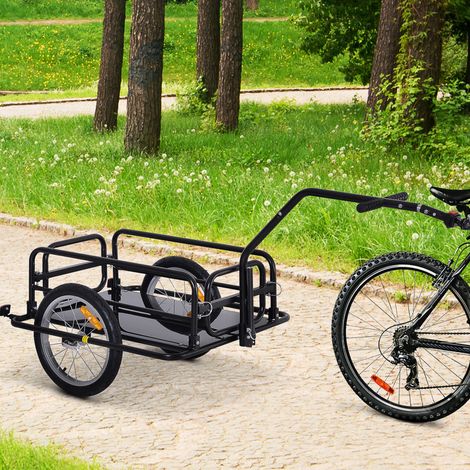 Rimorchio pieghevole per bicicletta con 2 ruote, catarifrangenti di sicurezza, capacità di carico 40 kg, 155x71,5x77 cm, nero