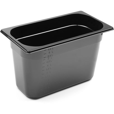 Contenitore Gastronorm GN 1/3 in policarbonato nero, dimensioni 325x176x200mm, capacità 7,8L, codice Hendi 862506.