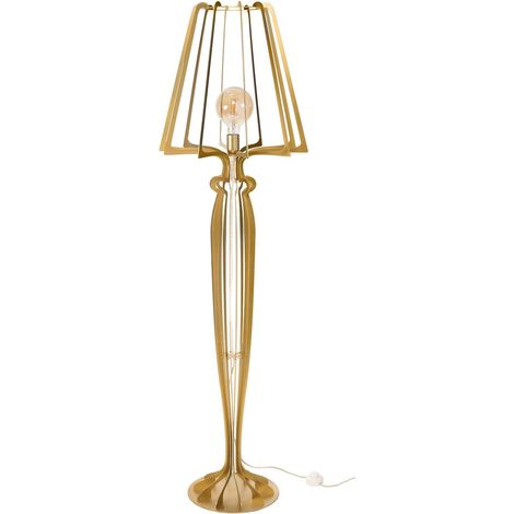 Lampada da terra Minerva Ø38x166 cm in ferro stile reticolato Design moderno con interruttore a pedale Attacco E27 Made in Italy Oro