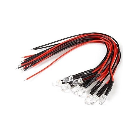 5 mm LED-Diode, 12 V DC, klar, gelb, mit 20 cm Kabel