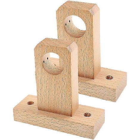 Deux supports de tringle à rideaux en bois naturel avec crochets de fixation murale robustes, compatibles avec les tringles de fenêtres et de portes pour la décoration intérieure. (1/5)