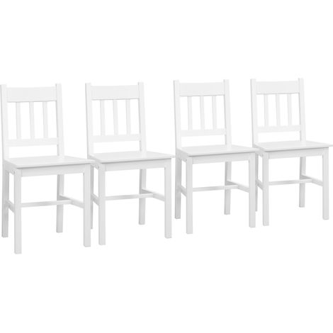 Set aus 4 Esszimmerstühlen aus Massivholz, weiß, 41 x 46,5 x 85,5 cm