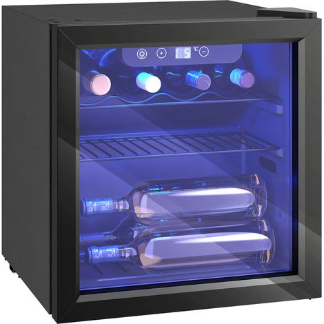 Cave à vin 12 bouteilles 36L, réfrigérateur à vin et boissons avec température réglable 4-16 °C, porte réversible, noir