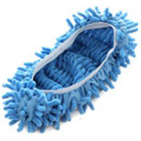 1 Paire Chaussons Serpillière Nettoyage Sol, Pantoufles Lavables Maison (Bleu) (1/2)