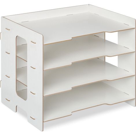 Pratico organizer per documenti 27 x 32,5 x 25 cm con scomparti ergonomici in stile moderno in MDF bianco 130012152