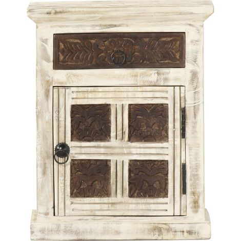 Maison Exclusive - Comodino Bianco 40x30x50 cm in Legno Massello di Mango