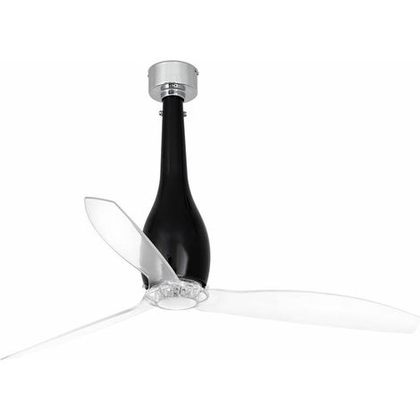 FARO Ventilatore da soffitto industriale con motore DC 6 velocita e funzione inversa telecomando incluso per ambienti 13-176 m² Acciaio e vetro Nero brillante-Trasparente FARO-32002 (1/5)