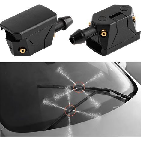 Lot de 2 buses de lave-glace avant à 4 trous pour pare-brise de voiture - Bras d'essuie-glace gauche et droit - Accessoires universels de véhicule (1/4)
